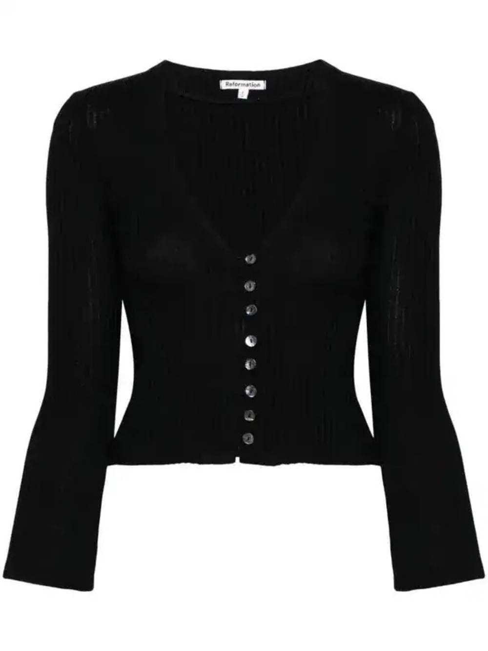 Reformation Jeans Geller Ribbed Knit Cardigan Sweater in Black